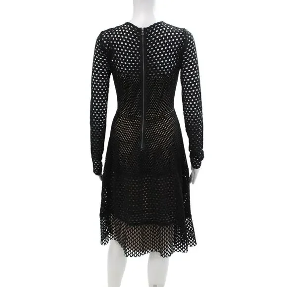 BCBG Max Azria Womens Mesh Layered Zipped Sheath Dress Black Size S - Picture 3 of 7